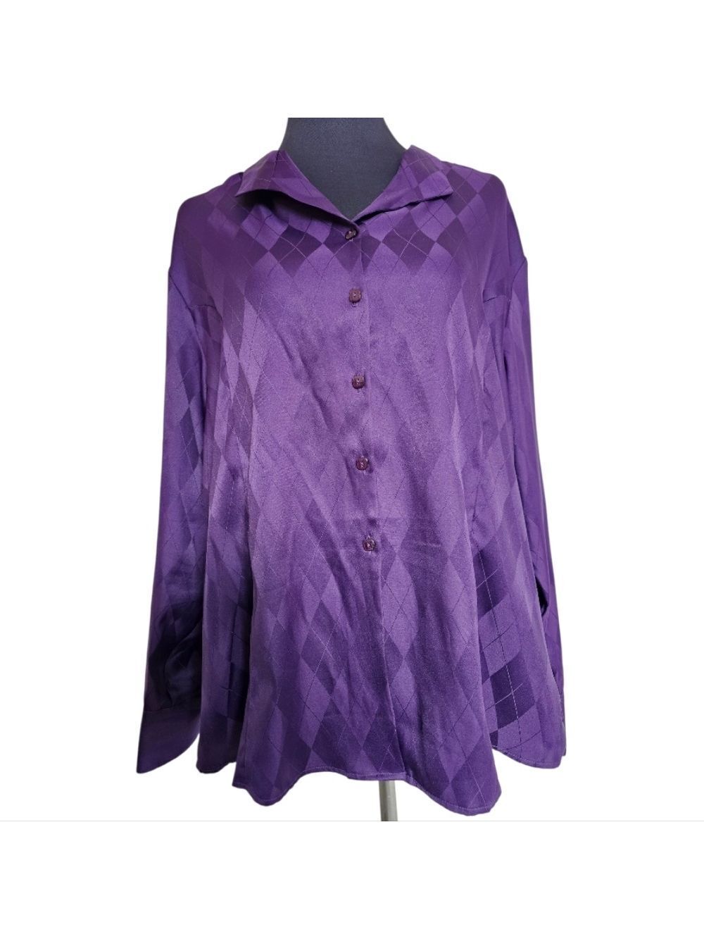 VINTAGE TABI Button Down Royal Purple Long Sleeve Blouse Size XXL